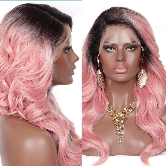 💕20” PINK OMBRE BODY WAVY LACE-FRONT WIG *NEW*